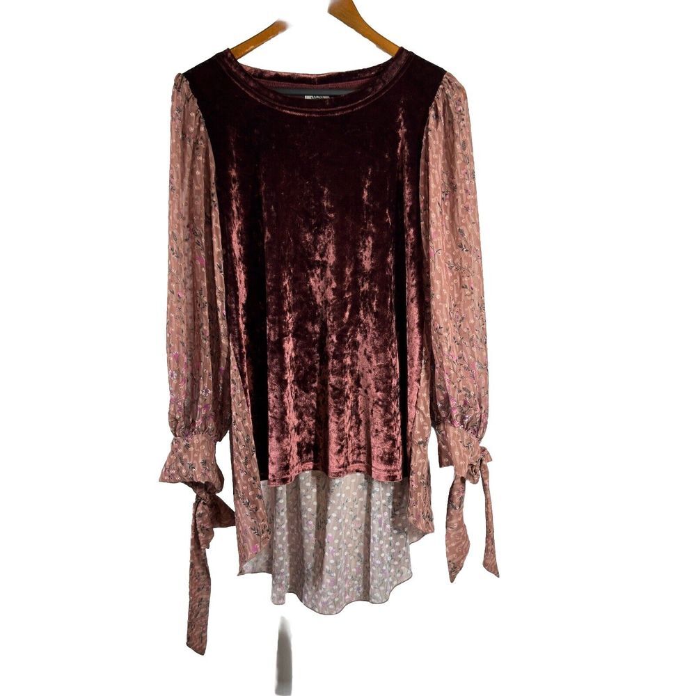 Ivy Jane Tunic Women's Med Velvet Sheet Long Sleeve Peasant Top Shirt‎